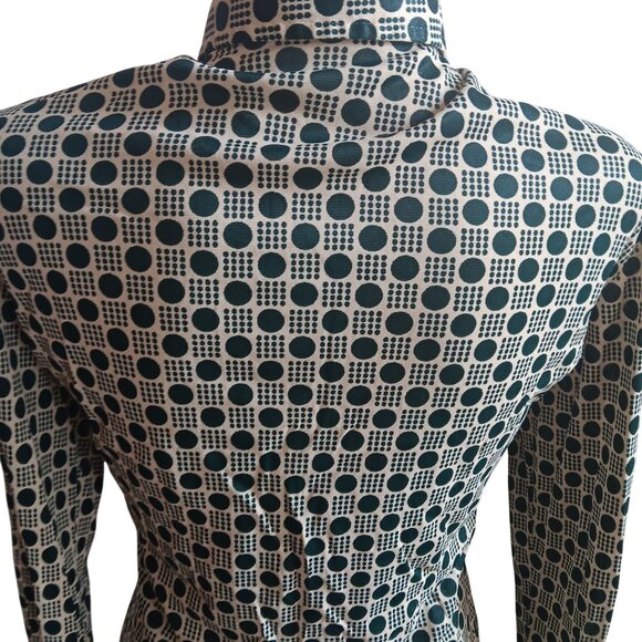 Vintage Medium Blouse 70's Geo Print Button-Up Long Sleeve Womens Top True Mod - Picture 6 of 7